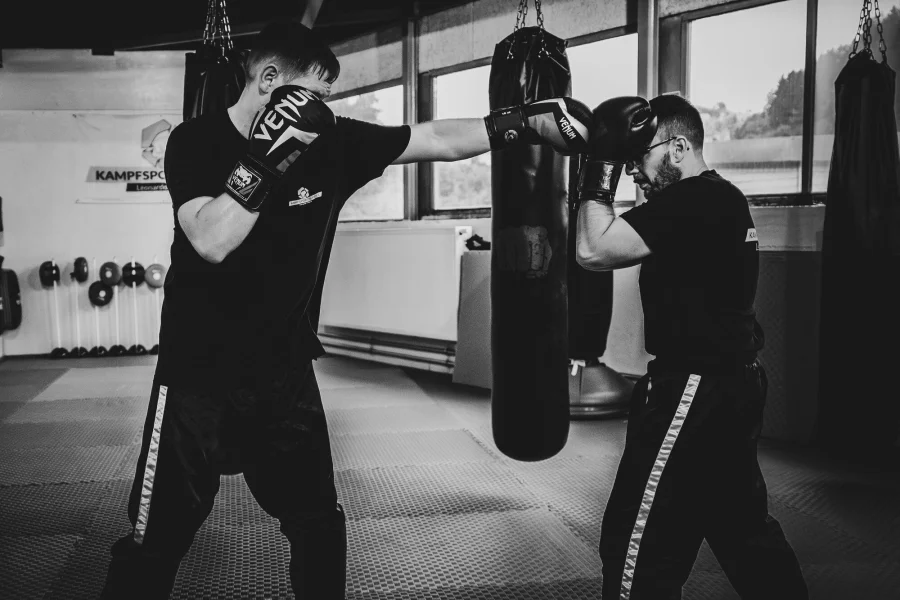 Boxsack-Training (schwarzweiß)
