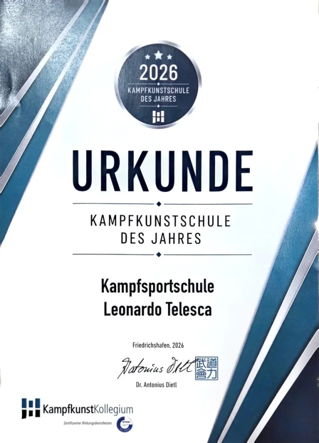 Urkunde Kampfkunstschule des Jahres 2026